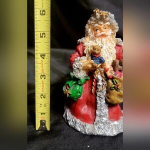 Vintage Santa Claus Resin Figurine, Red and Green